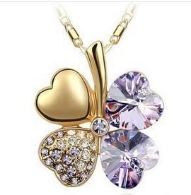 Colier cristale Swarovski Flower Hearts Auriu - Pret | Preturi Colier cristale Swarovski Flower Hearts Auriu